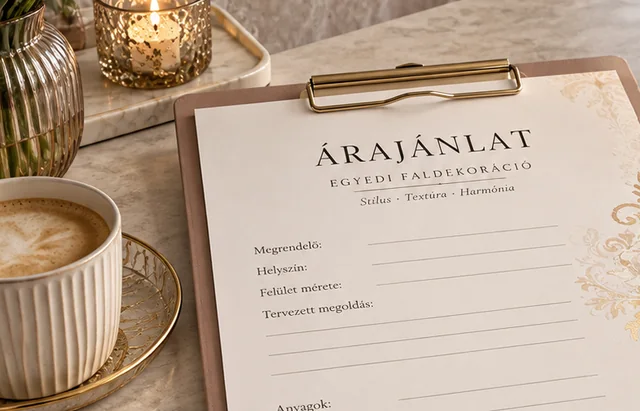 Árajánlat nyomtatvány egy csésze kávé mellett